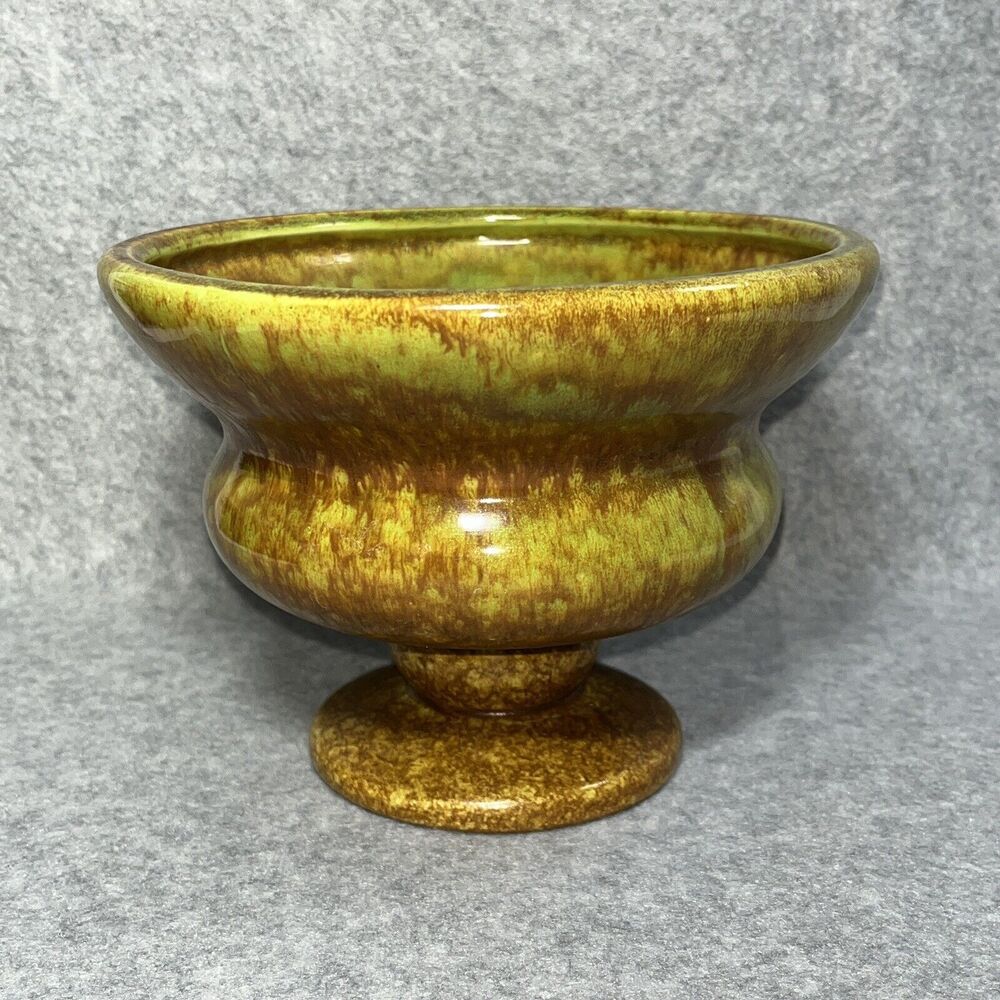Haeger Pottery Planter Vase MCM Green Brown Sputnik‎ Speckled Glaze Stamped USA - Picture 4 of 8